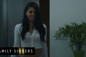 Family Sinners - Latina Gina Valentina seduces her stepdad to drill her pus