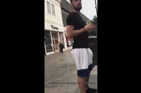 Hardon in public in shorts without underwear. HOT!!!!