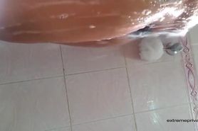 Hairy busty Arab mother spied in the shower