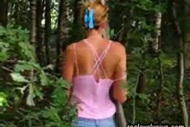 My Slut tied to a tree gets a facial - video 1