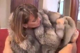 Chelsea in fur coat gives blowjob