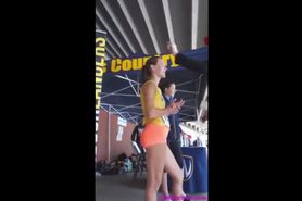 Candid Teen Track Girl in Orange Shorts with Incredible Ass