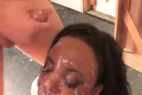 Ebony Girl Drenched in White Mens Cum