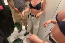 Real spontaneous Public screw in crowded changing room in MALL
