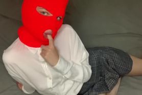 schoolgirl in balaclava wants to suck