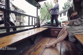 Asian Teen Dared to be Naked in Public inside a boat