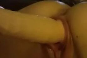 Tiny blonde teen gets fucked with dildo