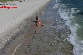 Barely Legal Teen Fondles Boobs On Beach