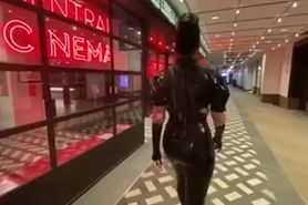 Lady Bellatrix walks the streets of London in latex
