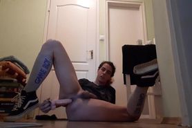 Sporty Femboy trains her ass in different ways