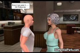 Foxy 3D grey haired babe sucks cock and gets fucked
