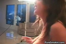 Bigtits brown haired hot babe smoking part1