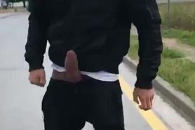 Straight dude with a big dick, public, exhibitionism