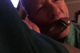 White Man Takes Cum All Over His Face From a Big Black Cock
