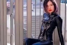 Asian Girl in Latex Catsuit