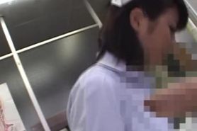 Japanese nurse takes sperm sample with tight latex gloves -1
