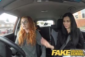Fake Driving School readhead teen lets busty examiner have her way