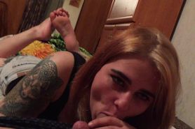 My sweet stepsis first gives me a first-class slobbery Blowjob , and wants me to cum on her prett