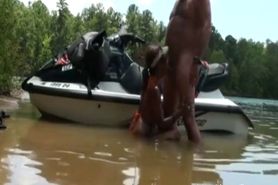 Fucking by the jet ski in the muddy water