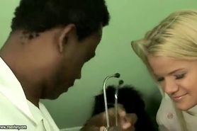 Cute teen fucking with old black doctor