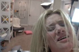 Busty blonde MILF Heather C Payne gets her wet pussy rammed in a threesome