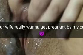 My wife wanna get pregnant by his lover cum! Pussy stuffing with cum