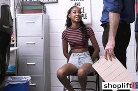 Petite ebony teen paid her felony to a dirty cop with blowjob
