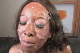 Black Babe Painted with White Cumload