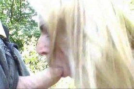 Beautiful blonde gets fucked outside