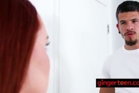 Ginger teen gets some cum for her hair mascara from horny stepbrother