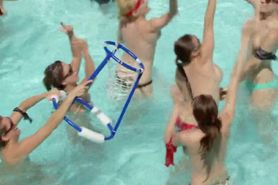 Latin horny couple gets into a pool party that ends in a big orgy