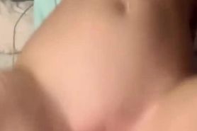 Young horny babe bounces boobs & ass on 8 inch dildo