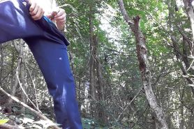 Long piss in the forest. Outdoor pissing