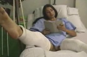 Girl with double leg cast