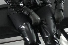 Mistress with leather gloves, lacquer clothing and boots