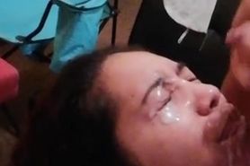 Wife enjoys creamy facial
