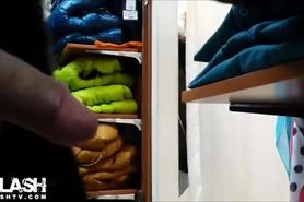 Cum for blonde store worker