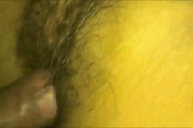 Fucking a hairy wet vagina closeup