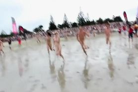 Naked Canadian students having tremendous fun at the beach