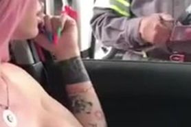 Car Tit Flash Gas Station Worker