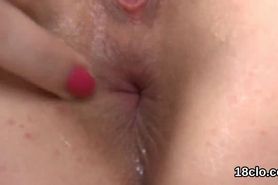 Lovesome girl is gaping tight slit in close range and cumming