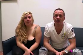 Fat blonde and her bf have a horny sex session