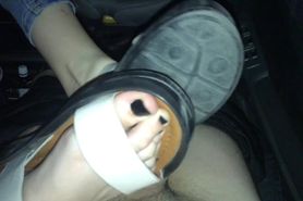 Dirty Soles And Dirty Sandal Footjob in Car - Cumshot - FootRelaxxx