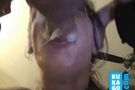 messy deepthroat and gagging finger in ass