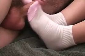 Pink and white sockjob