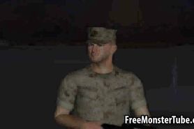 3D blonde sucks cand fucks a horny soldier