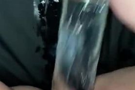 Squirting Orgasm with Glass Thruster Dildo into Puddle