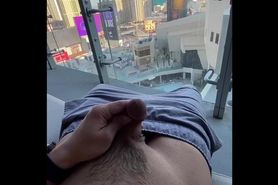 Exhibitionism masturbation public balcony Las Vegas Hotel - caught jerking off others watch until or