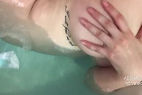 Hot Inked Teen Play with herself at Bath, Pussy Close Up, Tits Oil, Feet