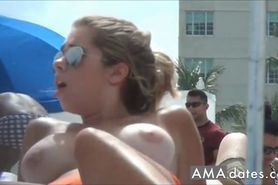 Beauty with gorgeous tits at swim pool  - video 1